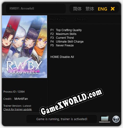 Трейнер для RWBY: Arrowfell [v1.0.3]