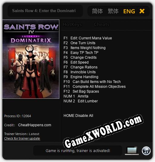 Saints Row 4: Enter the Dominatrix: Читы, Трейнер +13 [CheatHappens.com]