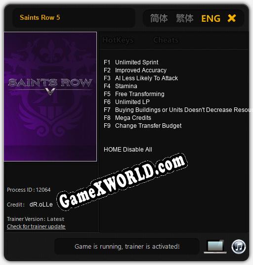Saints Row 5: Трейнер +9 [v1.3]