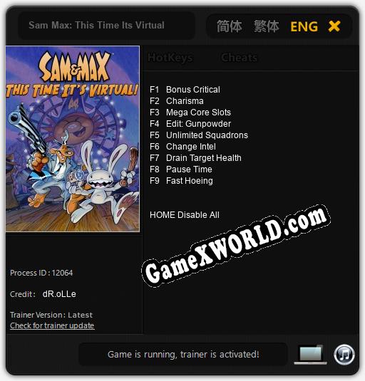 Sam Max: This Time Its Virtual: Трейнер +9 [v1.1]