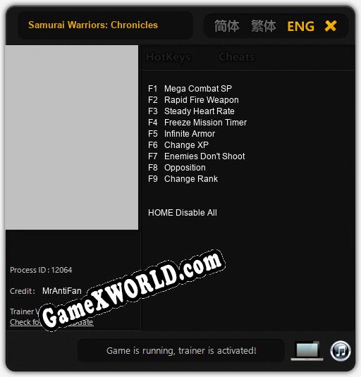 Samurai Warriors: Chronicles: Трейнер +9 [v1.8]