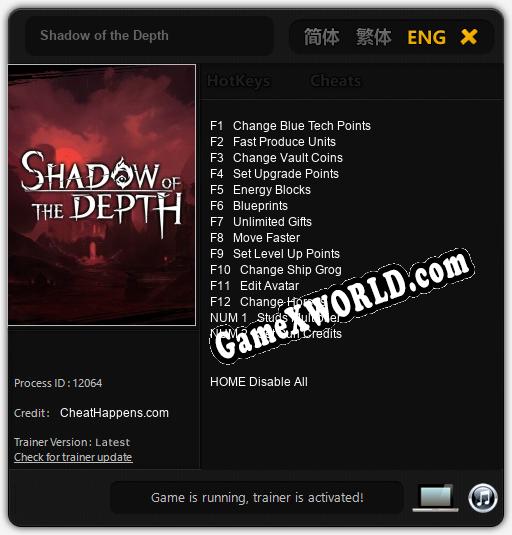 Shadow of the Depth: ТРЕЙНЕР И ЧИТЫ (V1.0.29)