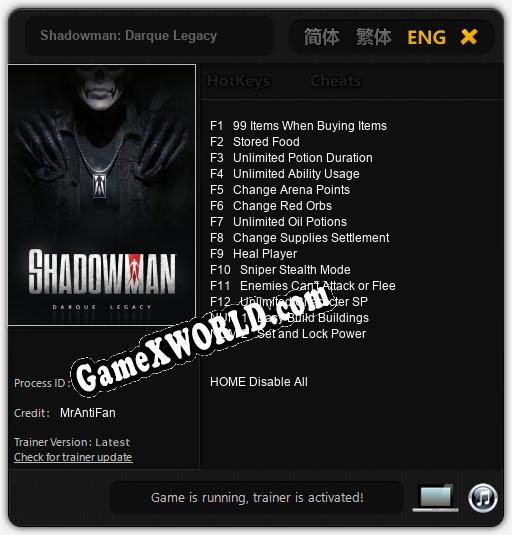 Shadowman: Darque Legacy: Читы, Трейнер +14 [MrAntiFan]