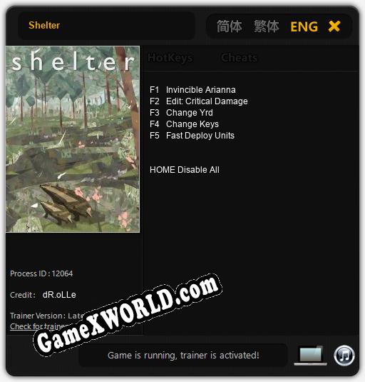 Трейнер для Shelter [v1.0.2]
