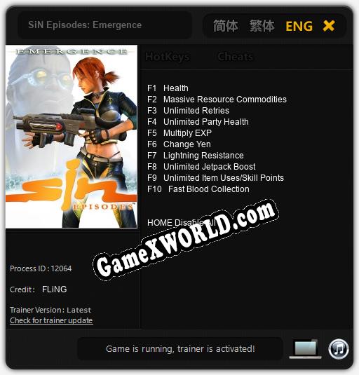Трейнер для SiN Episodes: Emergence [v1.0.5]