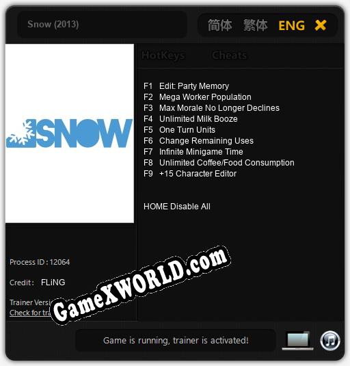 Трейнер для Snow (2013) [v1.0.4]