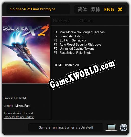Трейнер для Soldner-X 2: Final Prototype [v1.0.2]