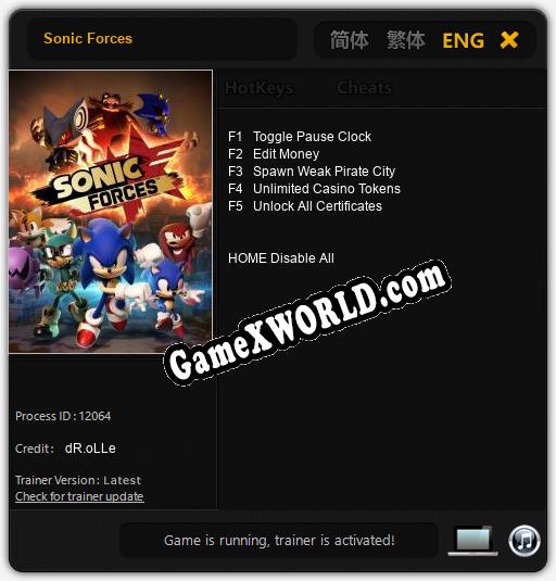 Sonic Forces: Трейнер +5 [v1.4]