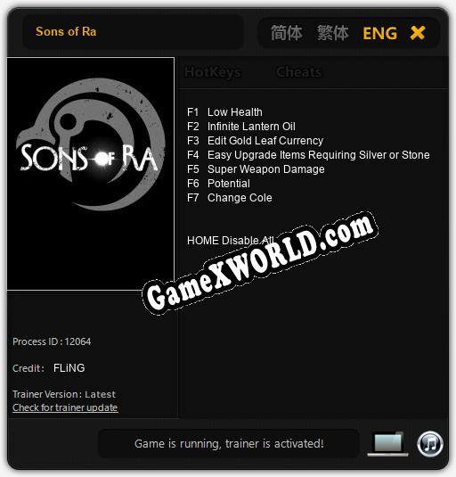 Sons of Ra: Трейнер +7 [v1.3]
