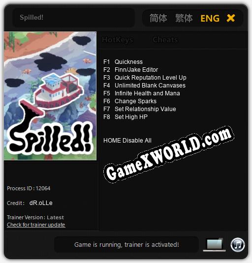 Spilled!: Трейнер +8 [v1.3]