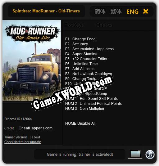 Spintires: MudRunner - Old-Timers: Трейнер +15 [v1.5]
