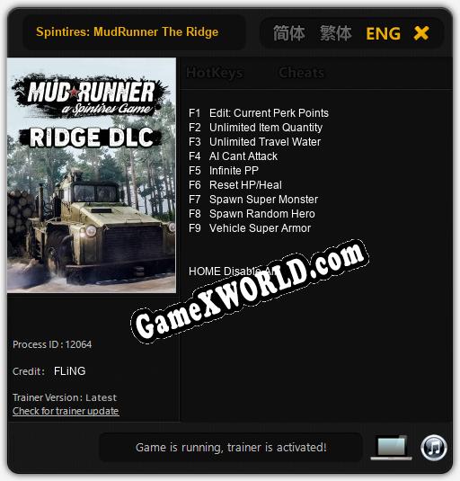 Spintires: MudRunner The Ridge: Трейнер +9 [v1.1]