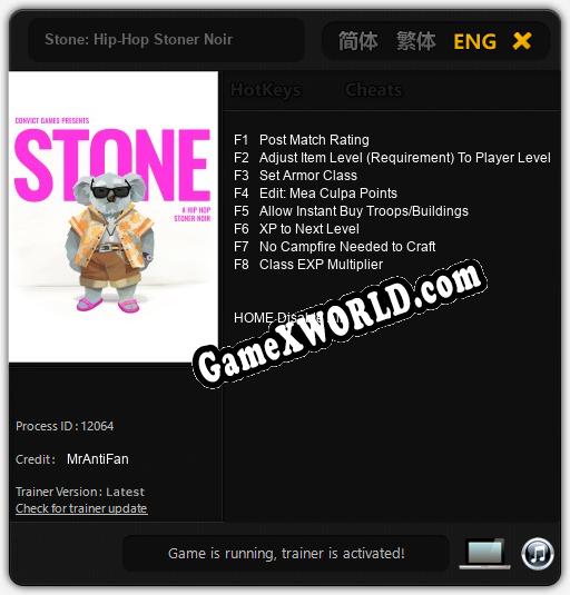 Stone: Hip-Hop Stoner Noir: ТРЕЙНЕР И ЧИТЫ (V1.0.19)