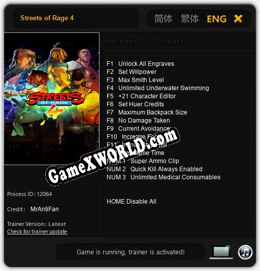 Streets of Rage 4: Трейнер +15 [v1.2]