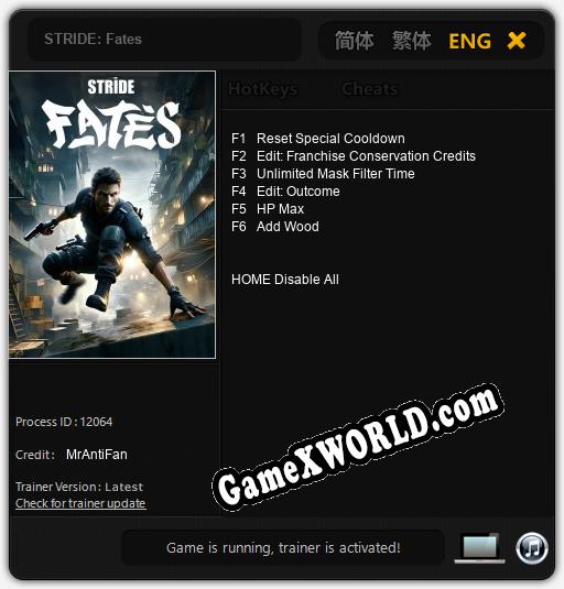 Трейнер для STRIDE: Fates [v1.0.8]