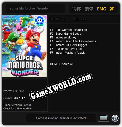 Трейнер для Super Mario Bros. Wonder [v1.0.4]