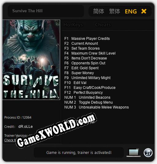 Survive The Hill: Трейнер +13 [v1.4]