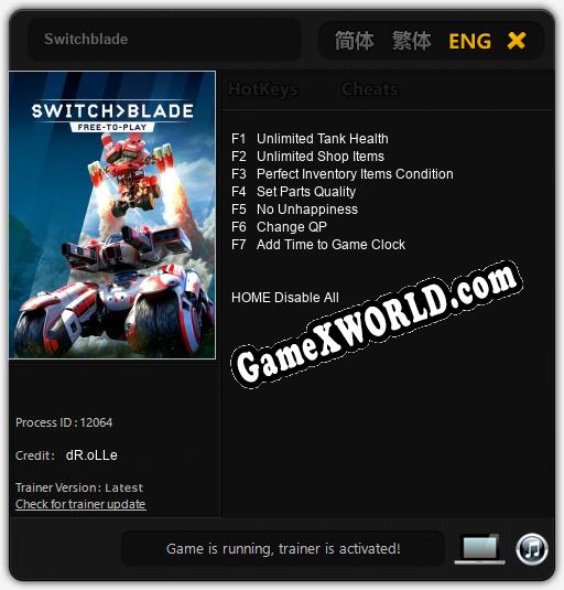 Трейнер для Switchblade [v1.0.8]