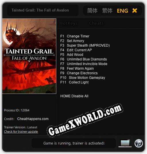 Tainted Grail: The Fall of Avalon: ТРЕЙНЕР И ЧИТЫ (V1.0.63)