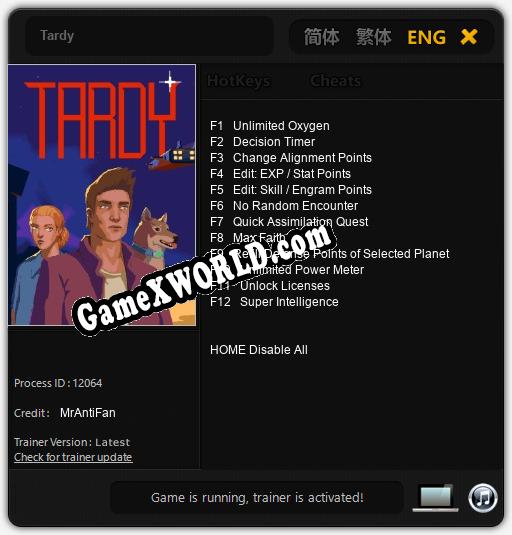 Tardy: ТРЕЙНЕР И ЧИТЫ (V1.0.81)