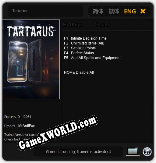 Tartarus: Читы, Трейнер +5 [MrAntiFan]