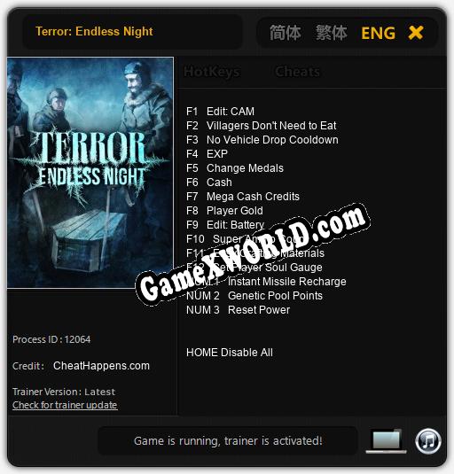 Terror: Endless Night: Трейнер +15 [v1.5]
