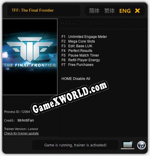TFF: The Final Frontier: Трейнер +7 [v1.4]