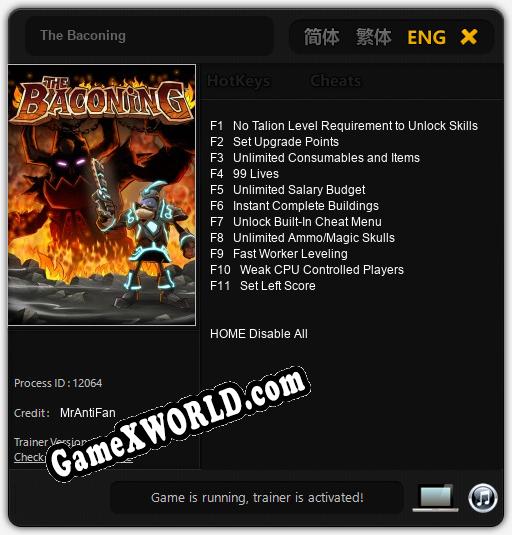 Трейнер для The Baconing [v1.0.5]