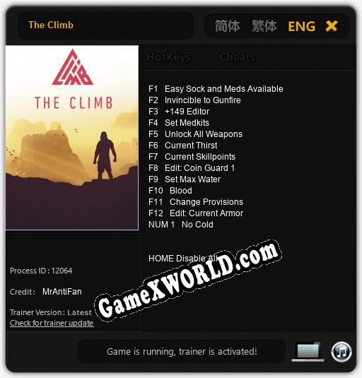 Трейнер для The Climb [v1.0.6]