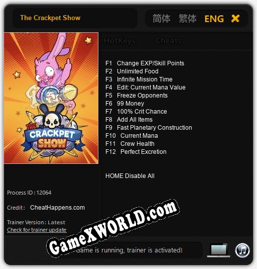 Трейнер для The Crackpet Show [v1.0.3]