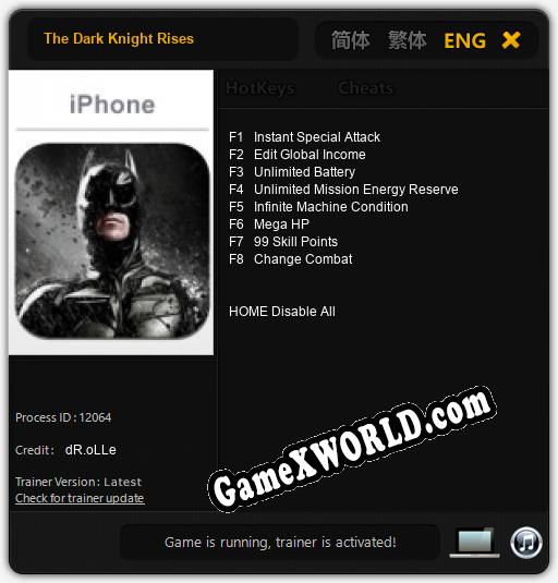 The Dark Knight Rises: Читы, Трейнер +8 [dR.oLLe]