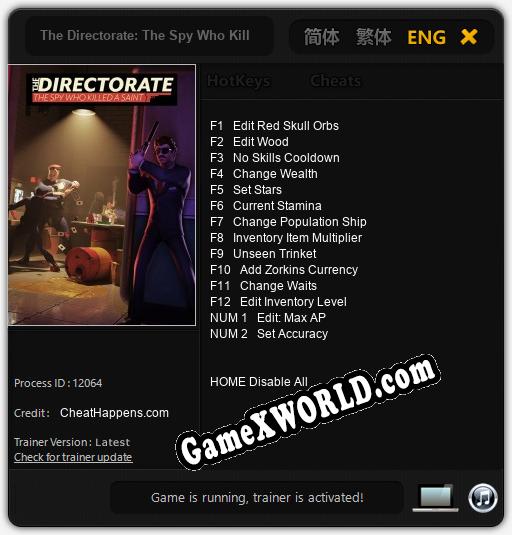 The Directorate: The Spy Who Killed A Saint: Трейнер +14 [v1.4]