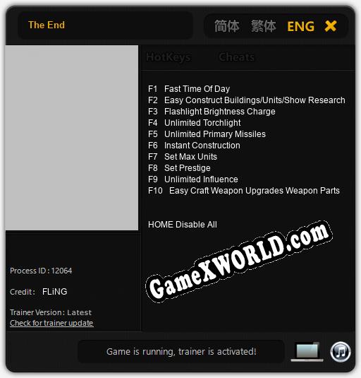 Трейнер для The End [v1.0.4]