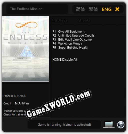 Трейнер для The Endless Mission [v1.0.7]