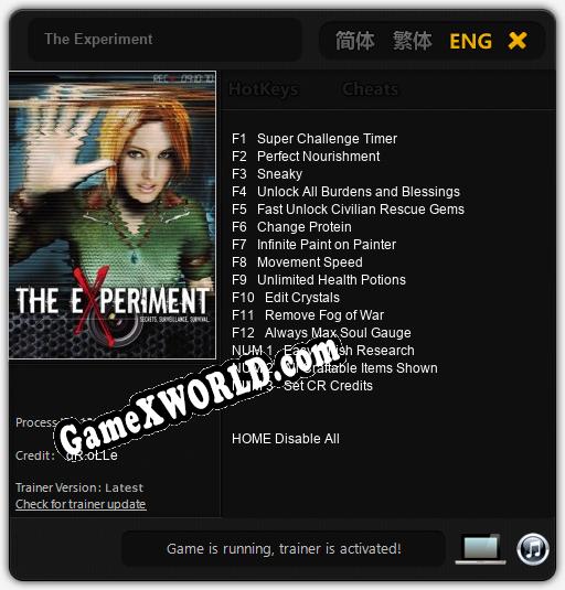 The Experiment: Трейнер +15 [v1.4]