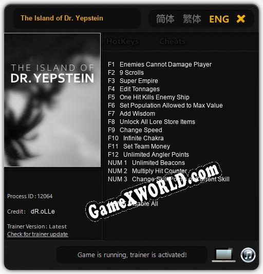 The Island of Dr. Yepstein: ТРЕЙНЕР И ЧИТЫ (V1.0.55)