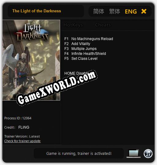Трейнер для The Light of the Darkness [v1.0.3]