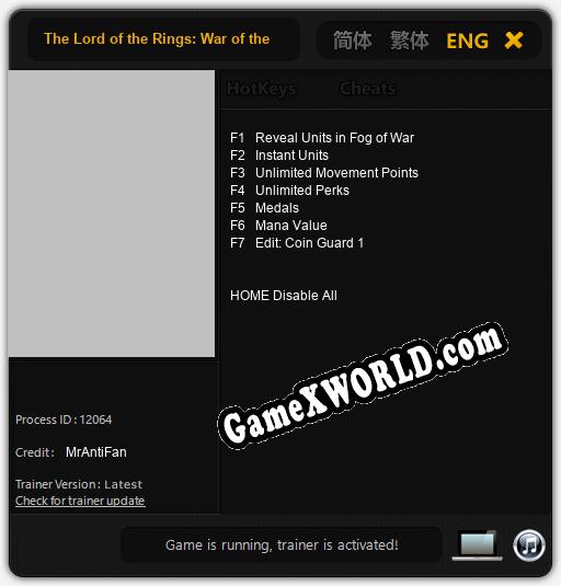 The Lord of the Rings: War of the Ring: ТРЕЙНЕР И ЧИТЫ (V1.0.85)