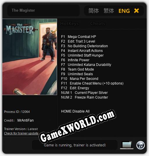 Трейнер для The Magister [v1.0.7]