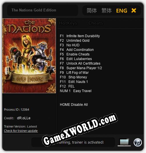 Трейнер для The Nations Gold Edition [v1.0.5]