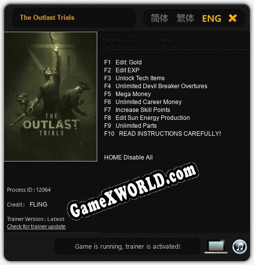 Трейнер для The Outlast Trials [v1.0.4]