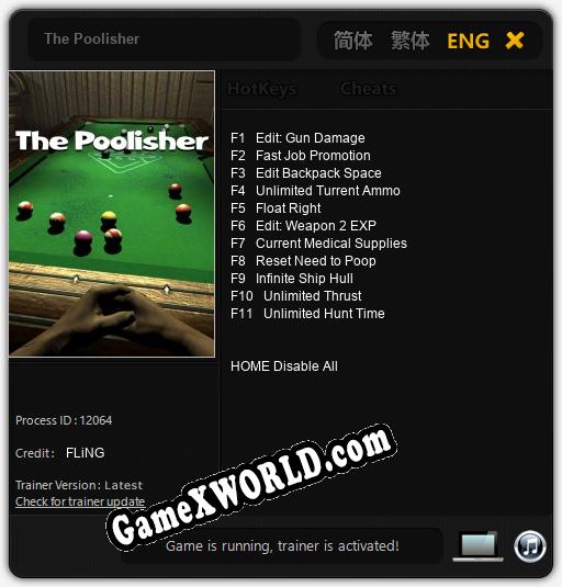 The Poolisher: ТРЕЙНЕР И ЧИТЫ (V1.0.56)