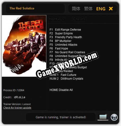 The Red Solstice: ТРЕЙНЕР И ЧИТЫ (V1.0.80)