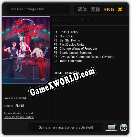The Red Strings Club: Трейнер +8 [v1.2]