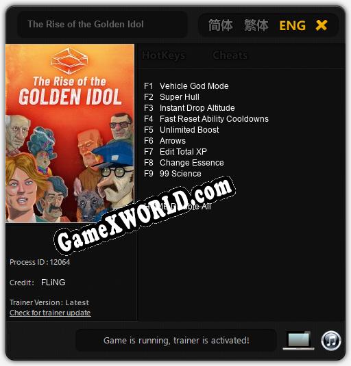 The Rise of the Golden Idol: ТРЕЙНЕР И ЧИТЫ (V1.0.68)