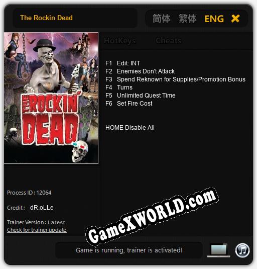 Трейнер для The Rockin Dead [v1.0.8]