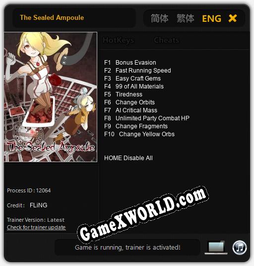Трейнер для The Sealed Ampoule [v1.0.8]