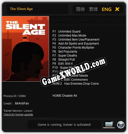 Трейнер для The Silent Age [v1.0.6]