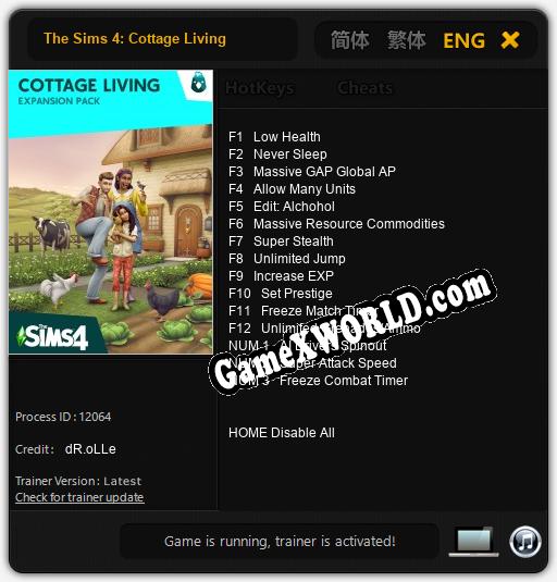 The Sims 4: Cottage Living: ТРЕЙНЕР И ЧИТЫ (V1.0.2)