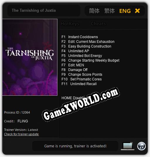 Трейнер для The Tarnishing of Juxtia [v1.0.2]